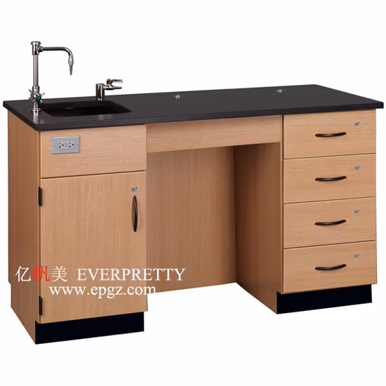 School Laboratory Furniture Wooden Teacher Lab Table with Water Drop