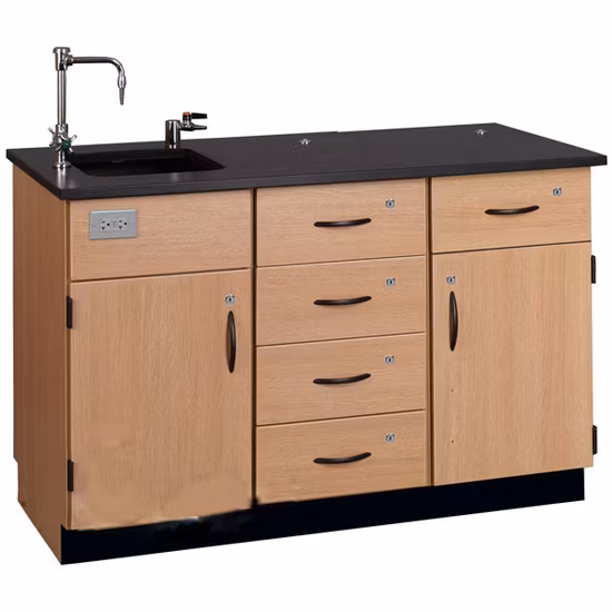 School Laboratory Furniture Wooden Teacher Lab Table with Water Drop
