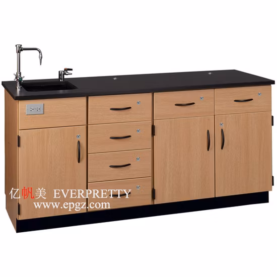 School Laboratory Furniture Wooden Teacher Lab Table with Water Drop
